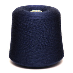 Colored yarn threads blue isolated