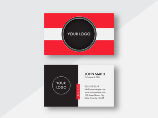 Double-Side Of Business Card Template Design On Light Grey Background.