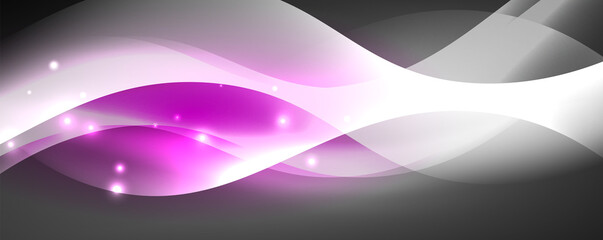 Shiny glowing neon wave, light lines abstract background. Magic energy and motion concept. Vector wallpaper template