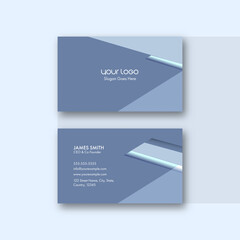 Double-Sides Business Card Template Design In Blue Color.