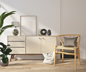 poster mockup in simple interior with armchair