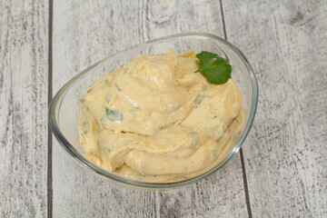 Hummus snack with olive oil