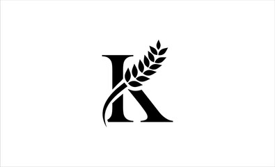 wheat logo letter k vector illustration