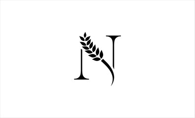 wheat logo letter N vector illustration