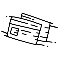 Business card hand drawn icon design, outline black, vector icon.