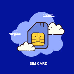 Sim card with chip flat concept design