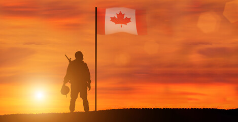 Greeting card for Poppy Day , Remembrance Day . Canada celebration. Concept - patriotism, honor .