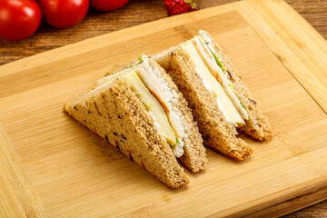 Club sandwich with chicken and cheese
