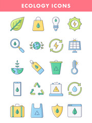 Colorful Set of Ecology Icon in Flat Style.