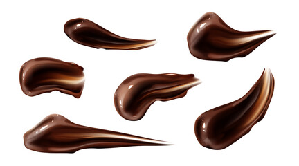 Chocolate strokes, brown liquid ganache smears