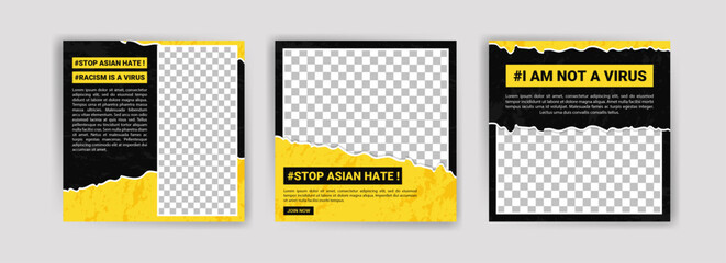 Stop asian hate. Proud to be asian. Social media post template for Stop asian hate.
