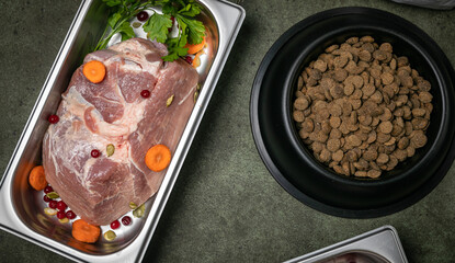 meat in trays on concrete
