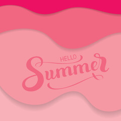 Cover with pink waves and the word lettering. Beach design for summer flyers and screensavers, wavy background.