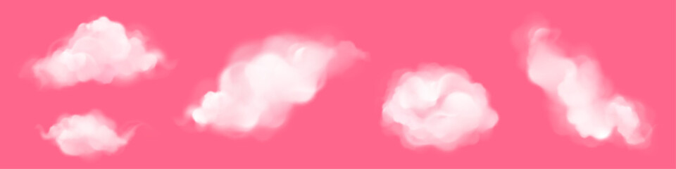White clouds isolated on pink background © klyaksun