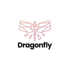 dragonfly technology geometric polygonal logo vector icon illustration