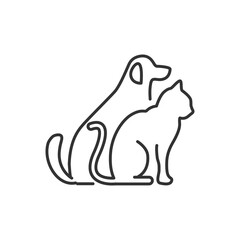 Cat and dog icon vector line style