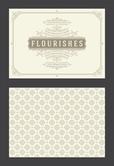 Vintage ornament greeting card calligraphic ornate swirls and vignettes frame design vector template
