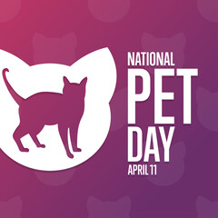 National Pet Day. April 11. Holiday concept. Template for background, banner, card, poster with text inscription. Vector EPS10 illustration.