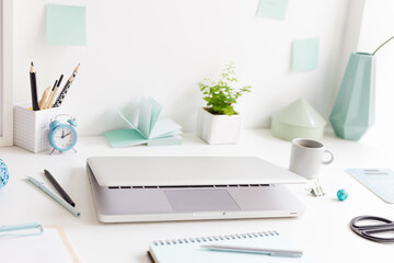 Fototapeta premium Home office desk. Creative workspace. Mock up. 