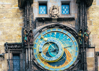 Ancient Astronomical Clock at Old Town Square in Prague