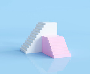 3d render abstract minimal stairs background