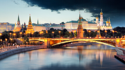 Fototapeta na wymiar Russia, Moscow city skyline at night