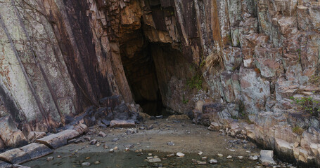Sea cave with koi fish in Hong Kong Geopark