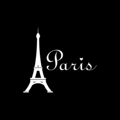 Fototapeta na wymiar Eiffel tower icon isolated on dark background 