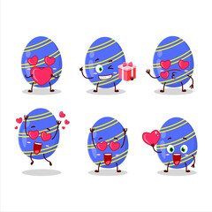 Blue easter egg cartoon character with love cute emoticon