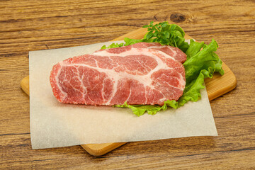 Raw pork meat neck steack