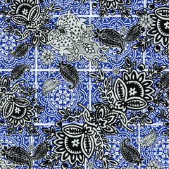 Paisley Ornamental seamless pattern. Vector fabric background - 422494619