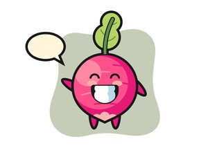 radish cartoon character doing wave hand gesture