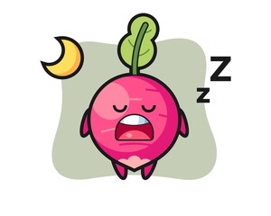 radish character illustration sleeping at night