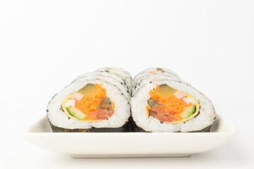 Kimbap on a white background