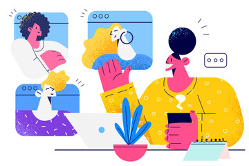 Teleconference, distant work, online communication concept
