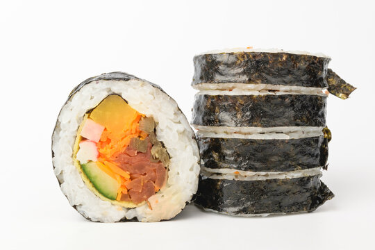Kimbap on a white background