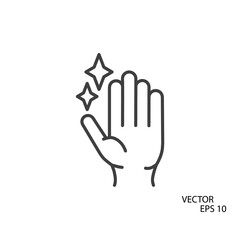 Hands washing flat icon. Pictogram for web. Line stroke. Isolated on white background. Vector eps10. Clear hands.