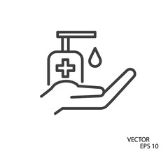 Hands washing flat icon. Pictogram for web. Line stroke. Isolated on white background. Vector eps10. Clear hands.