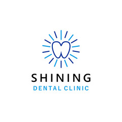dental clinic logo vector design with thin line style for dentistry and dental services