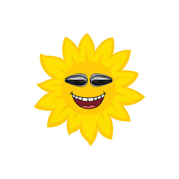 Creative abstract modern happy smile Sun logo sign design template with sunflower seed eyes