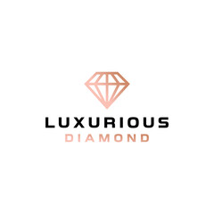 luxury diamond logo vector design with a monoline style for jewelry shop and beauty