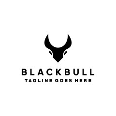 Black head Bull logo vector design with a silhouette style for team sports