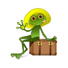 Stock Illustration of a Frog on a Suitcase