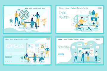 Email Fishing Landing Page Vector Template Set