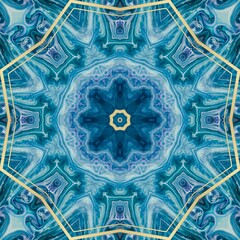 Blue Gold Seamless Pattern Tile