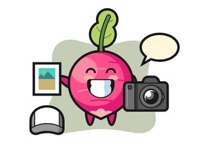 Character Illustration of radish as a photographer