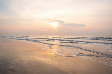 Sunrise in the morning at Hua Hin Beach, Thailand.