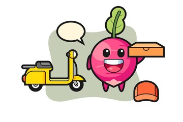 Character Illustration of radish as a pizza deliveryman