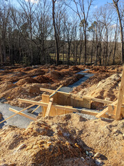 Concrete foundation for a new house