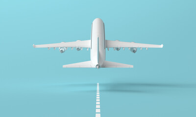 3d plane taking off from the landing strip. 3d rendering